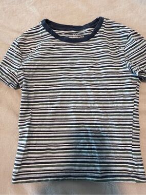 Abercrombie & Fitch Kids Navy, White & Green Striped Tee